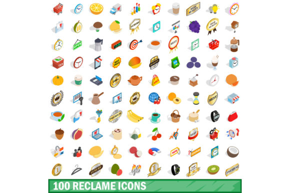 100 Reclame Icons Set for Modern Design Projects