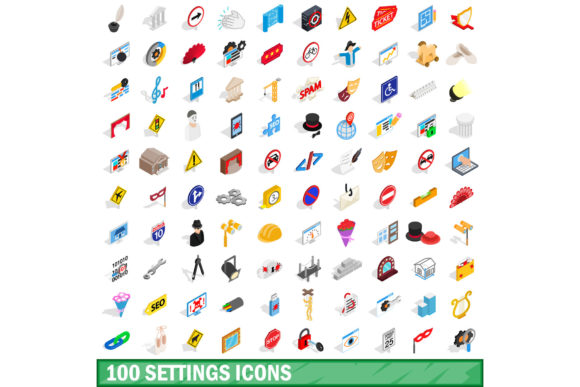 100 Settings Icons Set: Elevating User Interface Design with Precision and Style