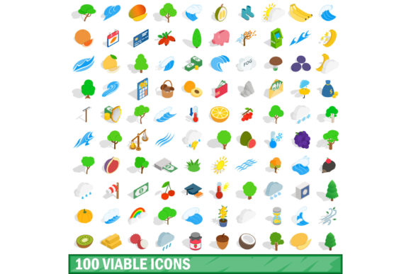 100 Viable Icons Set: Isometric 3D Style