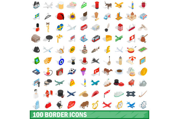 Elevate Your Visuals with the Ultimate 100 Border Icons Set in Isometric 3D Style