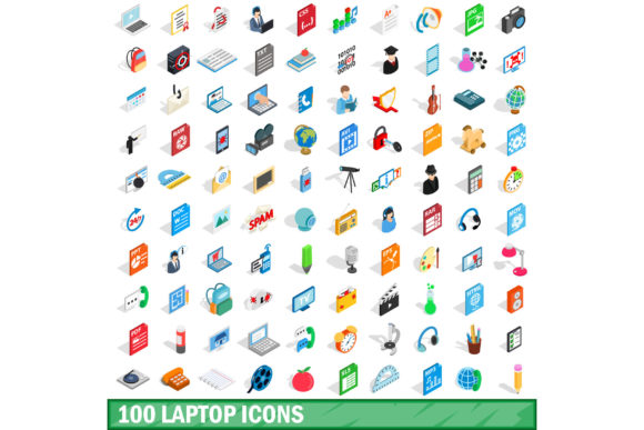 Elevating Digital Narratives: The Strategic Value of the 100 Laptop Icons Set, Isometric 3d Style
