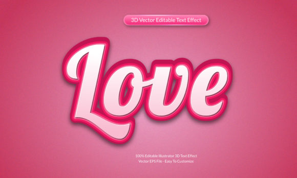 Love 3D Editable Text Effect Design