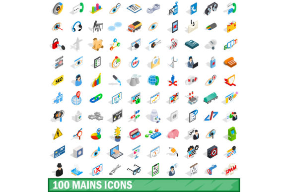 Unlocking Visual Depth: The 100 Mains Icons Set in Isometric 3D Style
